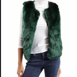 TOPSHOP Emerald Faux Fur Vest